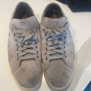 Tom Ford Grey Suede Casual Sneakers